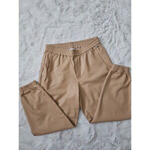 Calvin Klein Jeans Faux Leather Jogger Pants Camel Tan Elastic Waist L